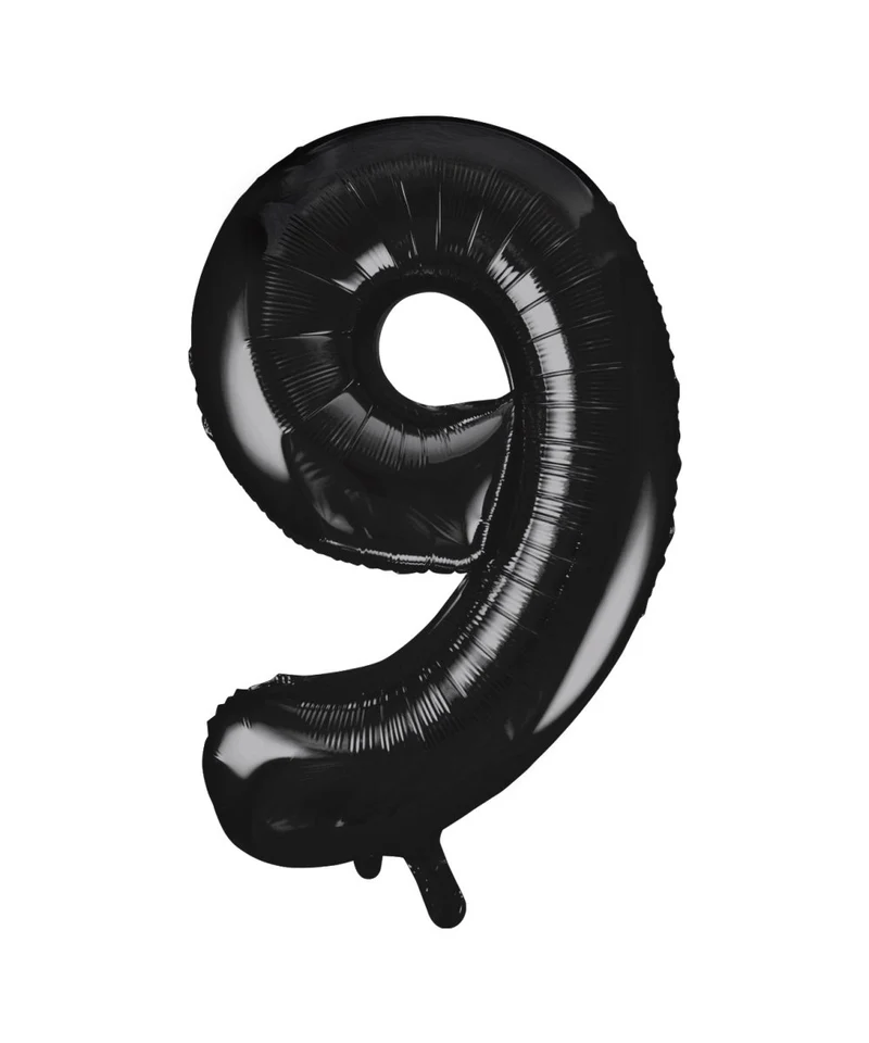 9 Jahre Figur Ballon Schwarz Leer 86cm