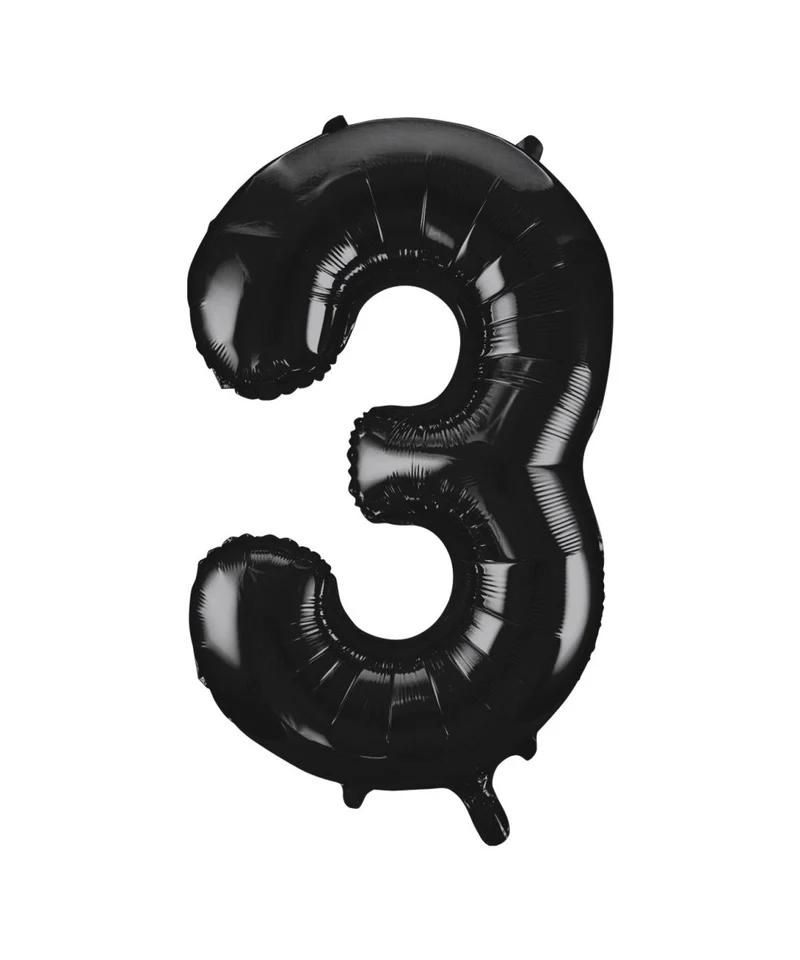 3 Jahre Figur Ballon Schwarz Leer 86cm