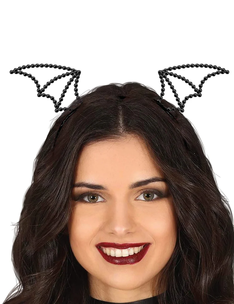Schwarzes Strass-Fledermaus-Stirnband für Damen
