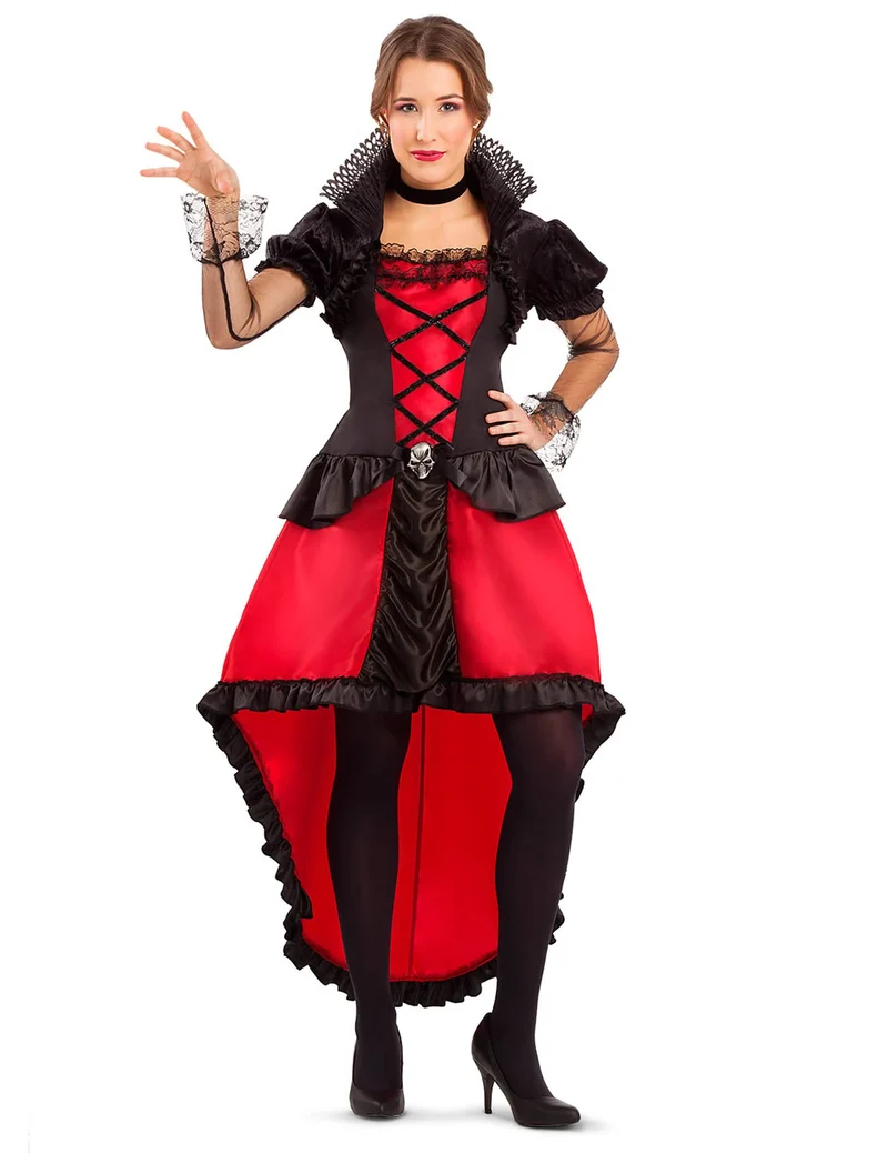 Edle Vampirdame Halloween-Damenkostüm schwarz-rot