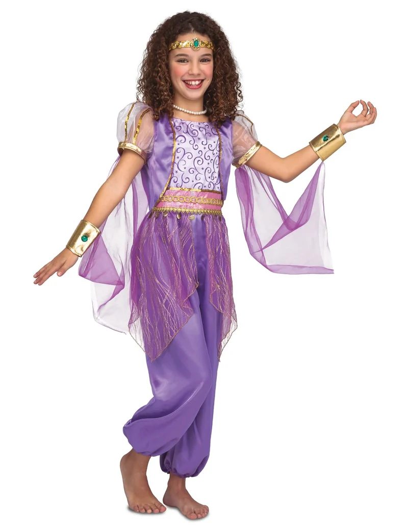 Orientalisches Mädchenkostüm für Fasching lila-goldfarben