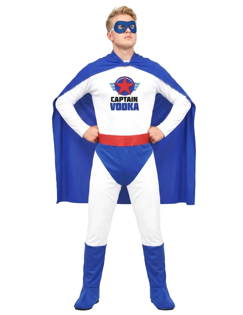 Superheld Captain Vodka für Herren hurmor weiss-blau-rot