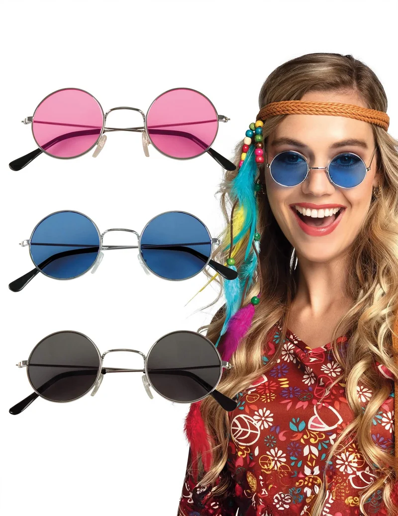 Set mit 3 runden Hippie-Gläsern für Erwachsene