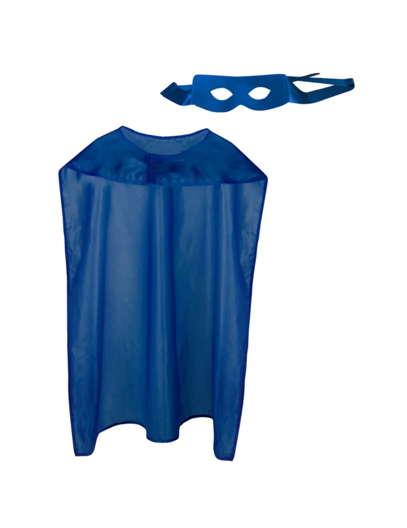Superhelden-Set Umhang und Maske für Erwachsene blau