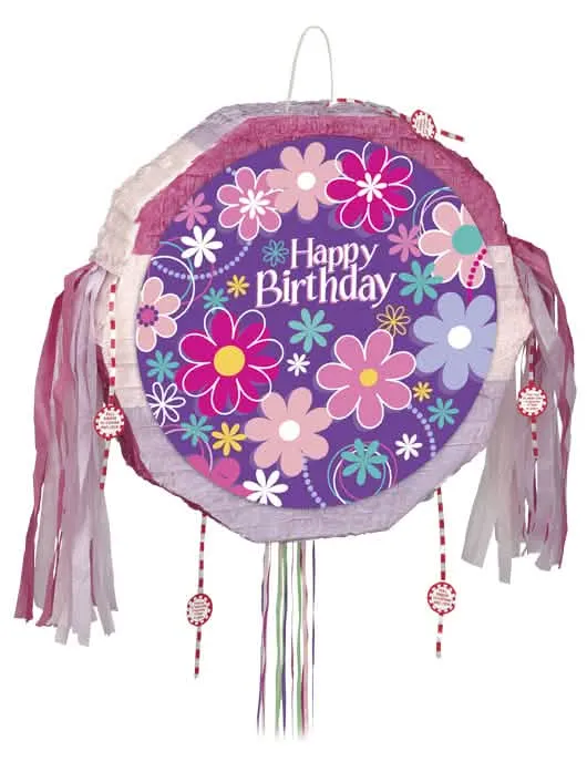 Happy Birthday-Piñata 45 cm violett