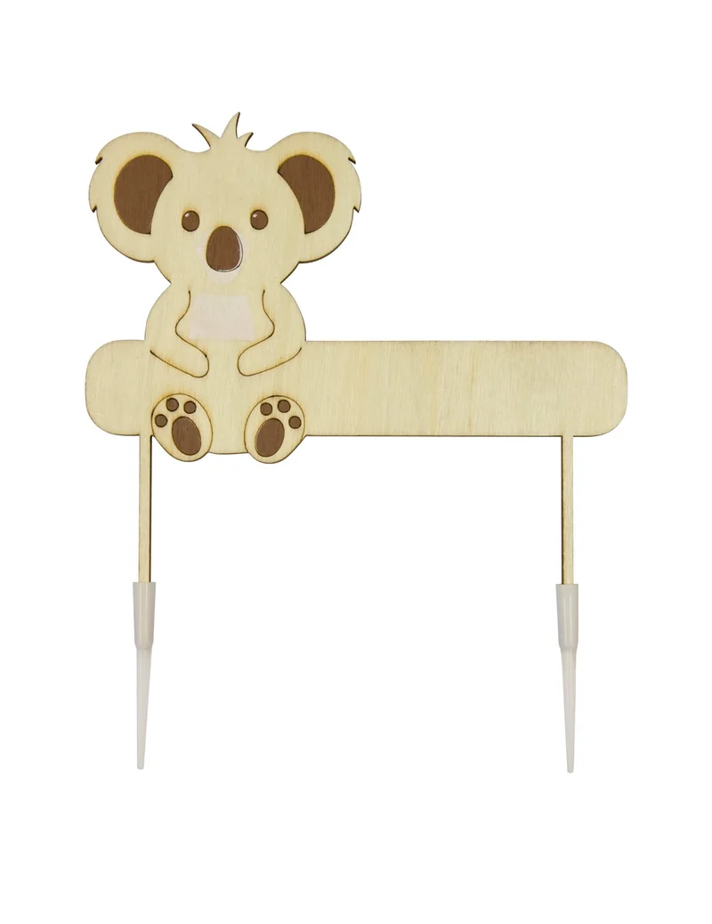 Personalisierbarer Koala Cake Topper aus Holz 13 x 13 cm, Tortendeko
