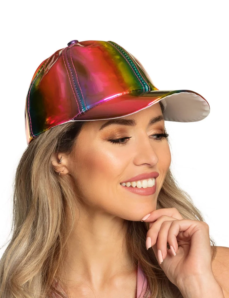 Schimmernde Regenbogen-Kappe Accessoire für Erwachsene bunt