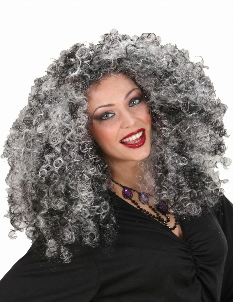 Damen-Perücke - Hexe - schwarz/grau
