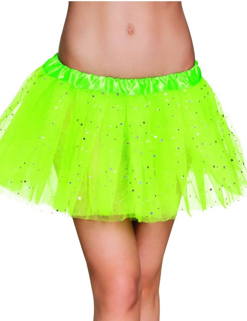 Tutu für Damen mit Sternchen neongrün