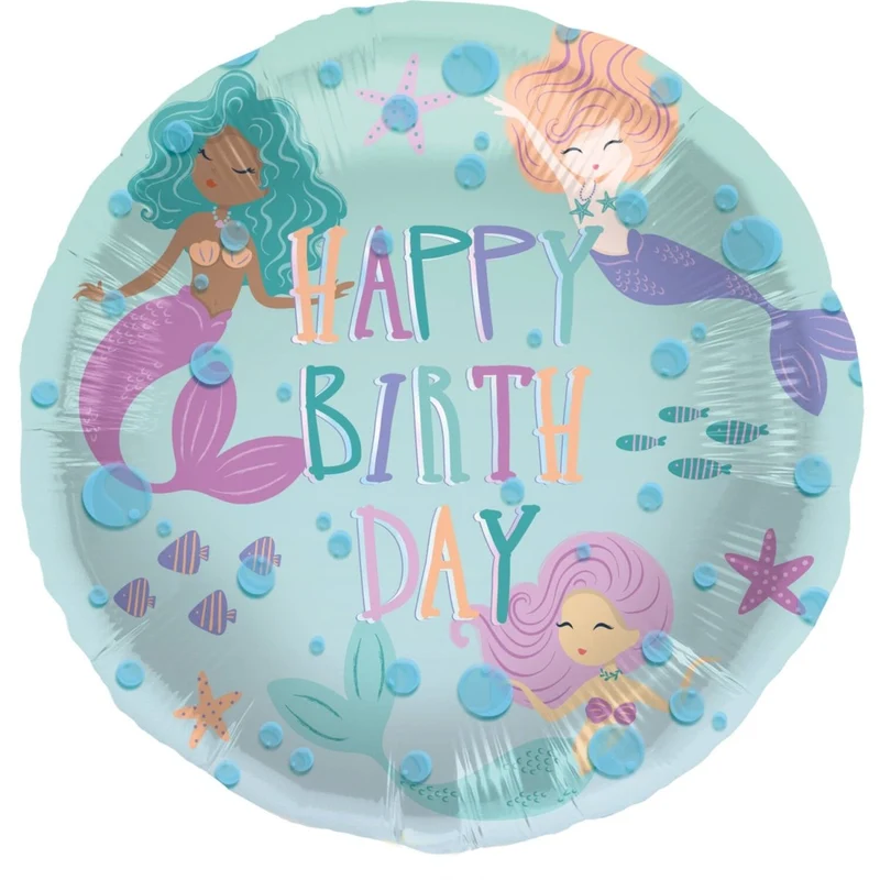 Happy Birthday Helium Ballon Meerjungfrau Leer 45cm