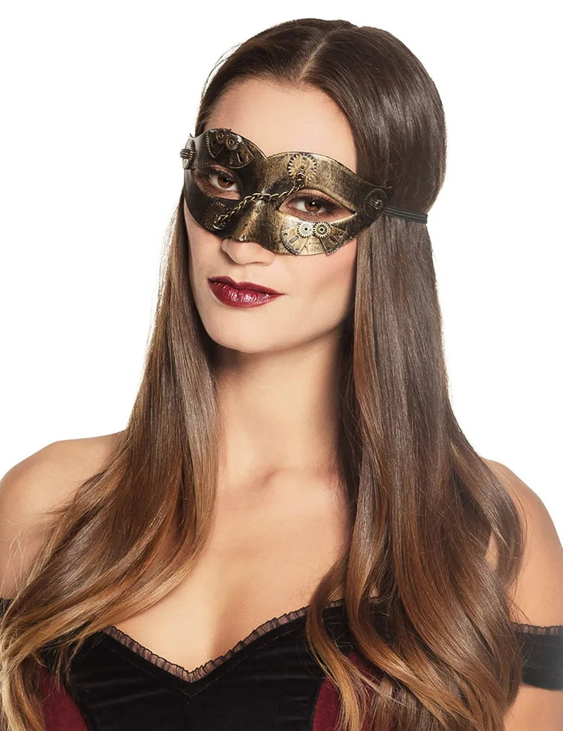 Schimmernde Steampunk-Maske Kostümzubehör gold
