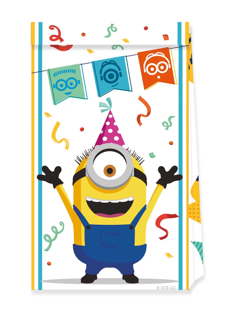 Minions™-Papierbeutel Geschenkverpackung Kindergeburtstag 4 Stück bunt 22 cm