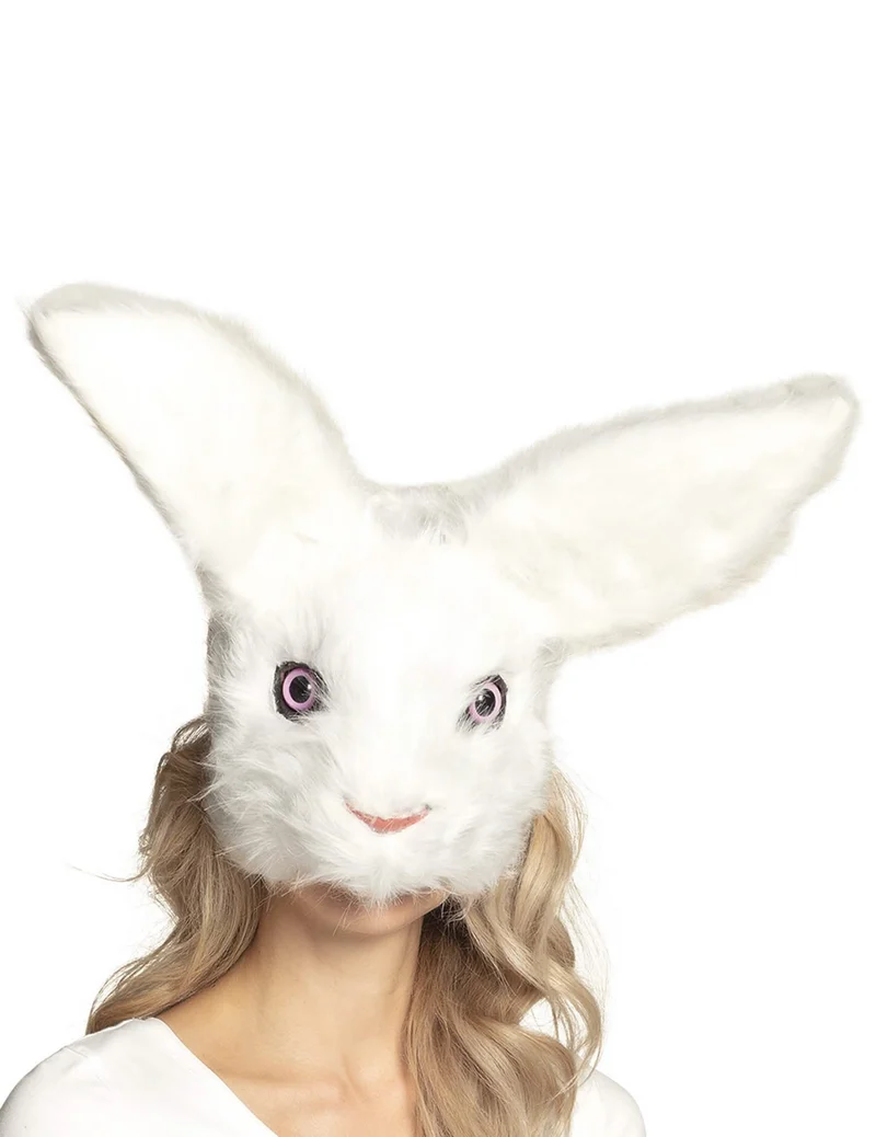 Süße Hasen-Maske für Erwachsene Kostüm-Zubehör weiss