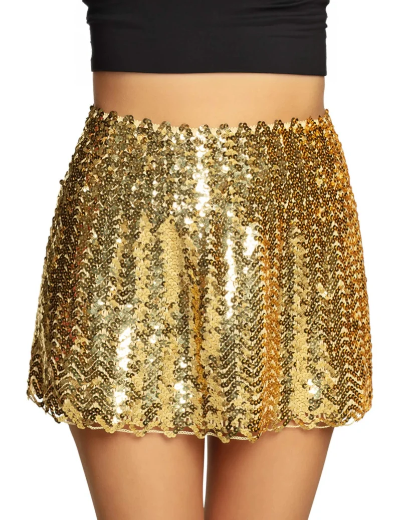 Glamouröser Paillettenrock für Damen Kostümzubehör goldfarben