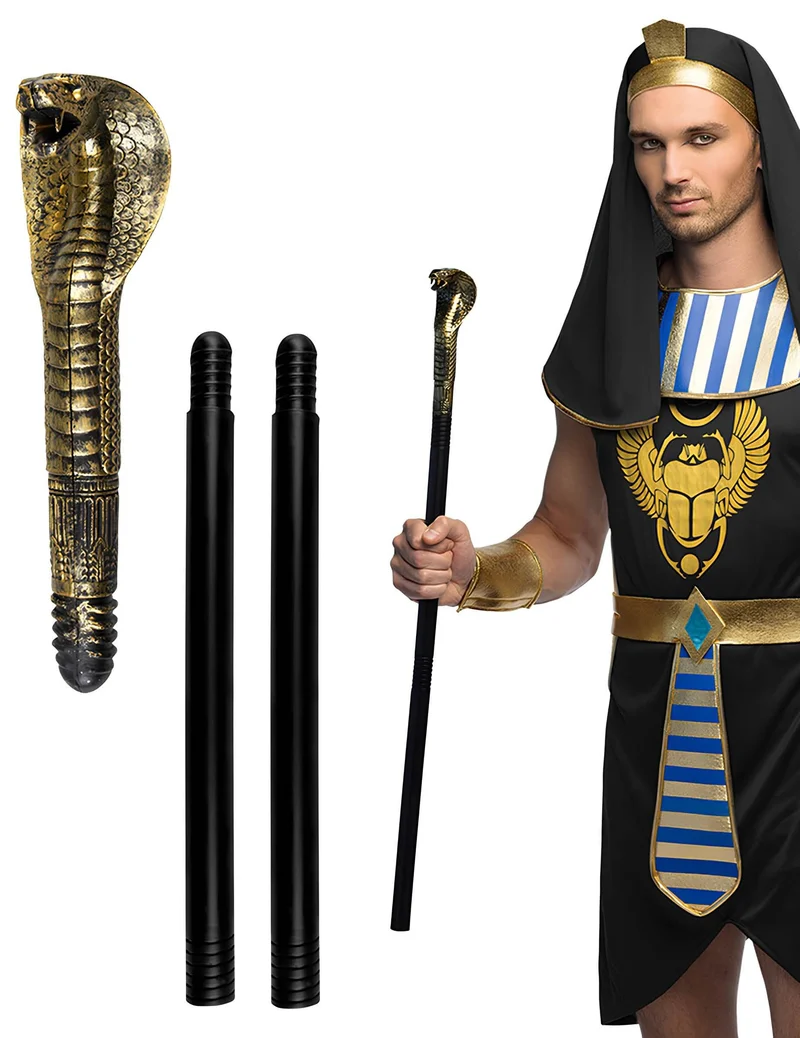 Pharao-Zepter Zubehör für Ägypter schwarz-gold 82cm