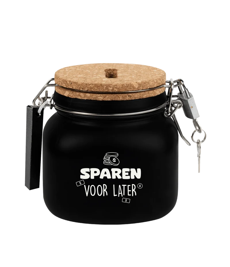Schwarze Spardose Save For Later 12,5cm