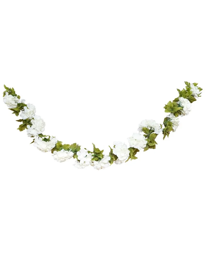 Weiße Hortensien-Blumengirlande 220 cm für Hochzeiten