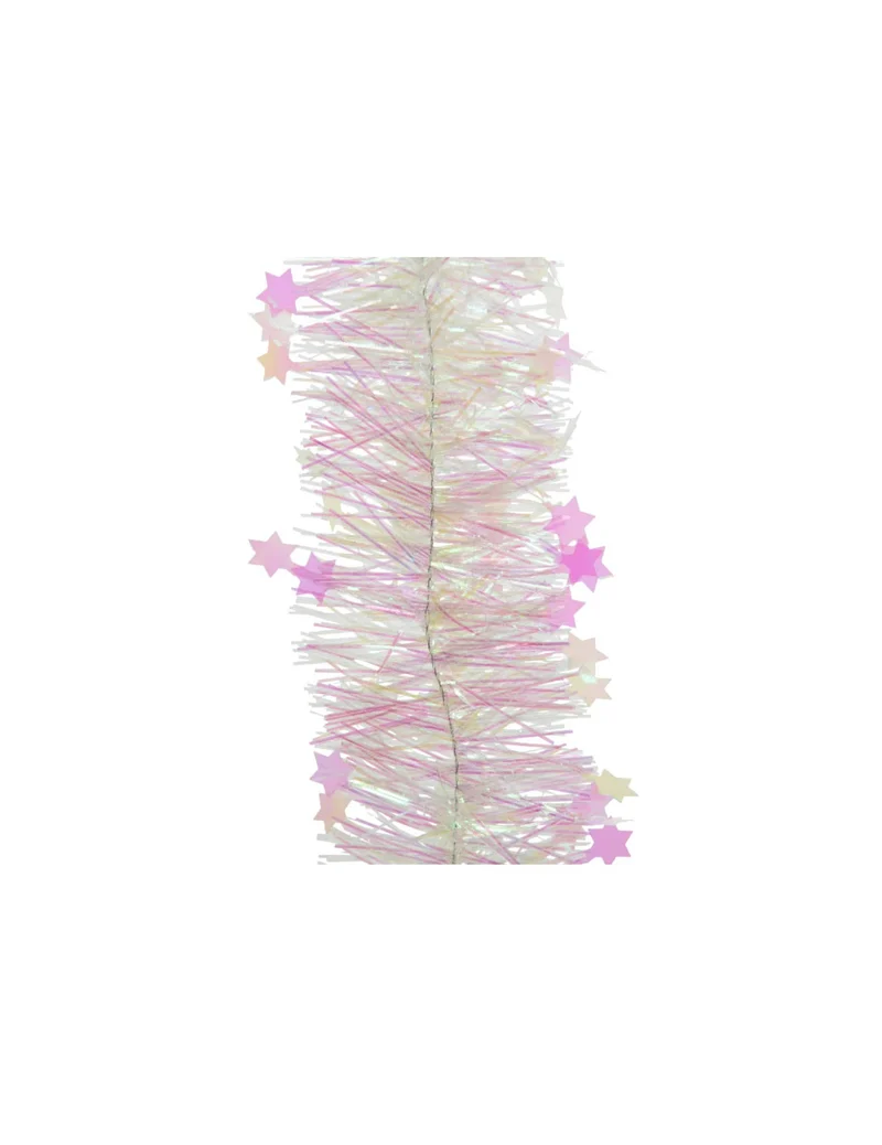 Irisierende Weihnachtsbaumgirlande mit Sternen 270 cm rosa Reflexe