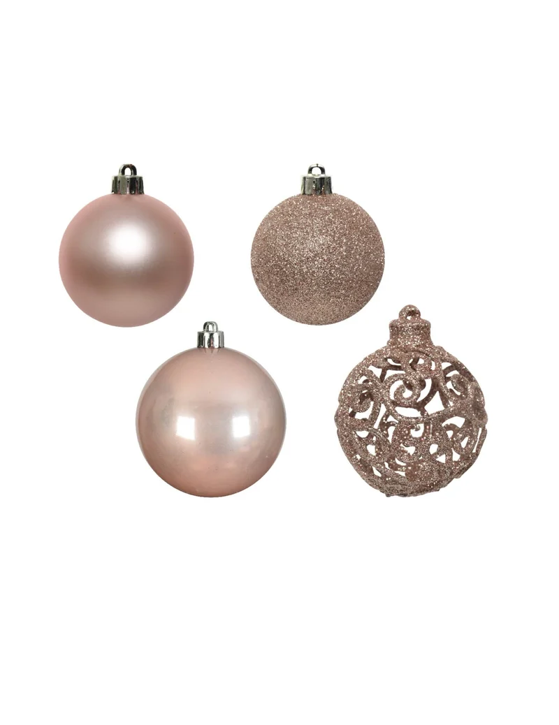 16 kleine Weihnachtsbaumkugeln Roségold 6 cm glänzend und matt