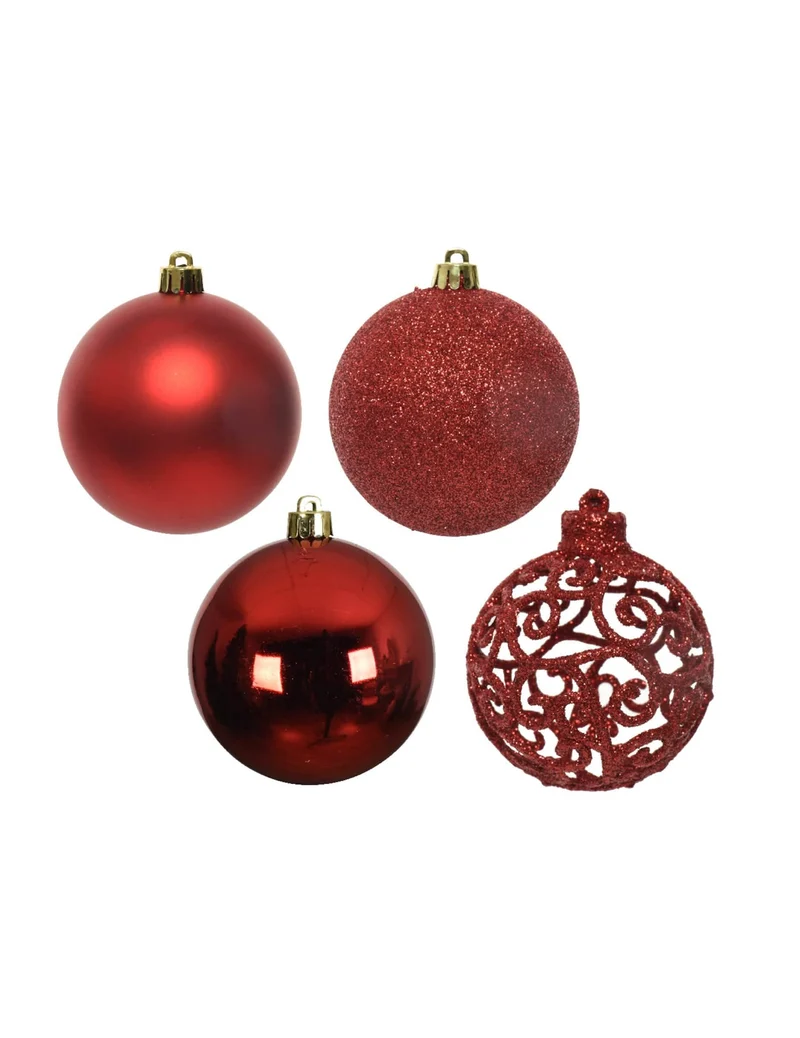 16 kleine rote Weihnachtsbaumkugeln 6 cm, verschiedene Ausführungen