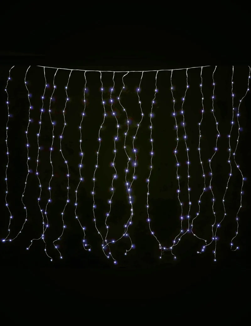 Lichtervorhang Kaltweiß 1,7 x 0,5 m 90 LEDs 8 Modi