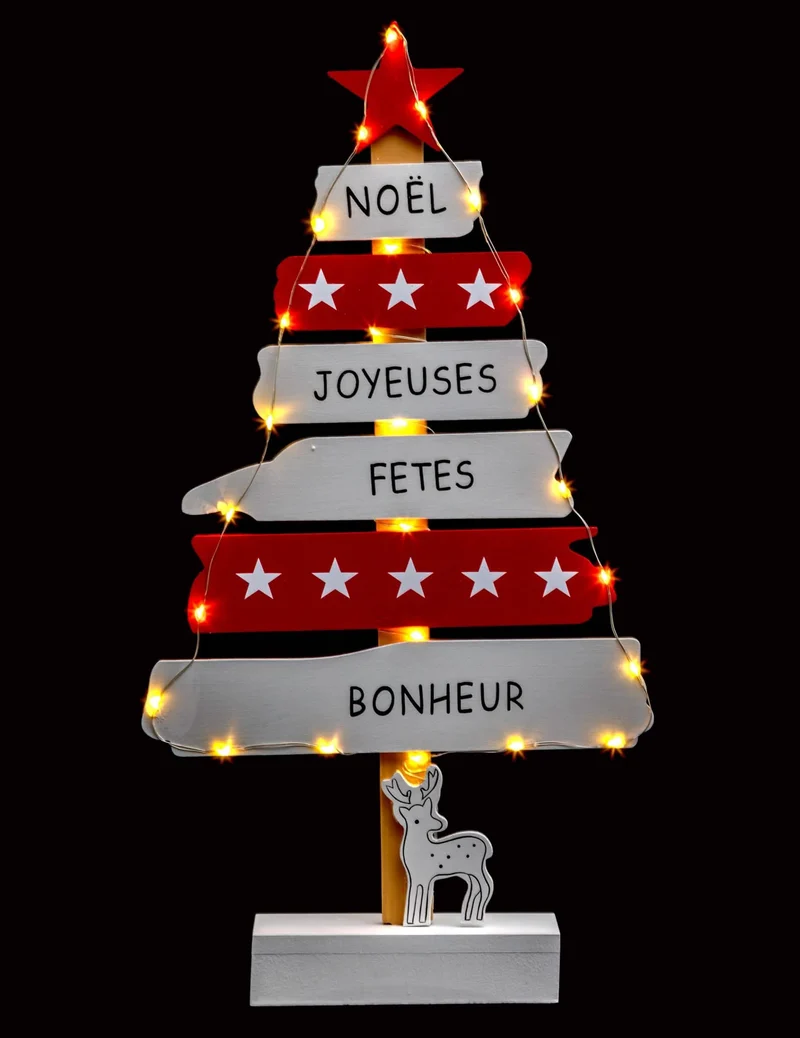 Leuchtender Weihnachtsbaumschmuck Rot-Weiß 50 cm mit LED