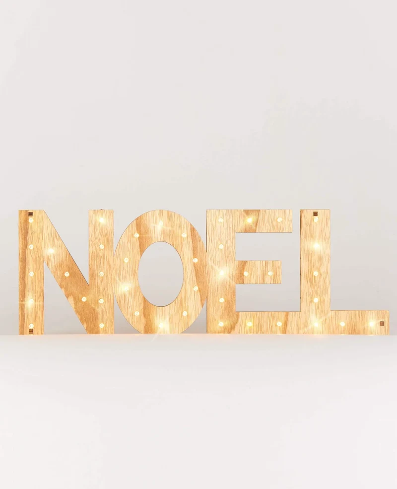 Weihnachtsleuchtschrift 41 LEDs 44 cm Holz warmweiß