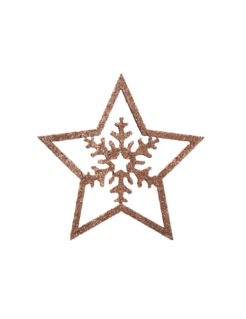 100 kleine kupferfarbene Holzsterne, glitzernd