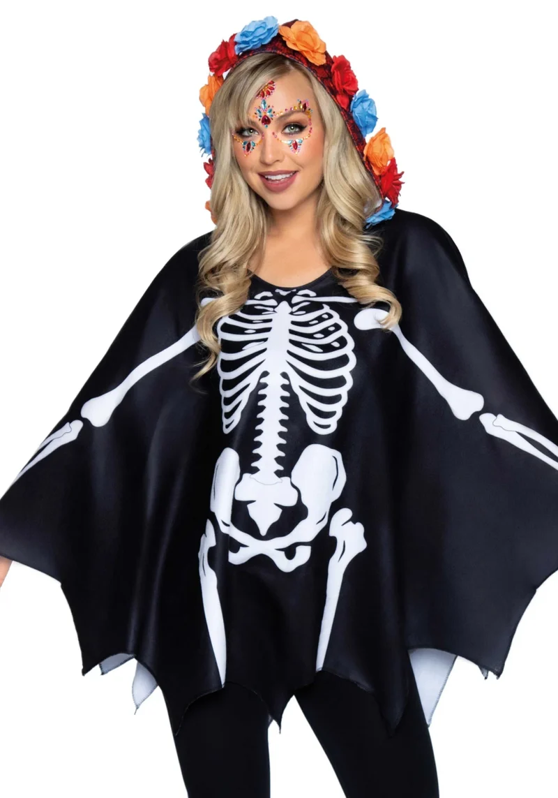 Dia De Los Muertos Poncho Ladies Leg Avenue