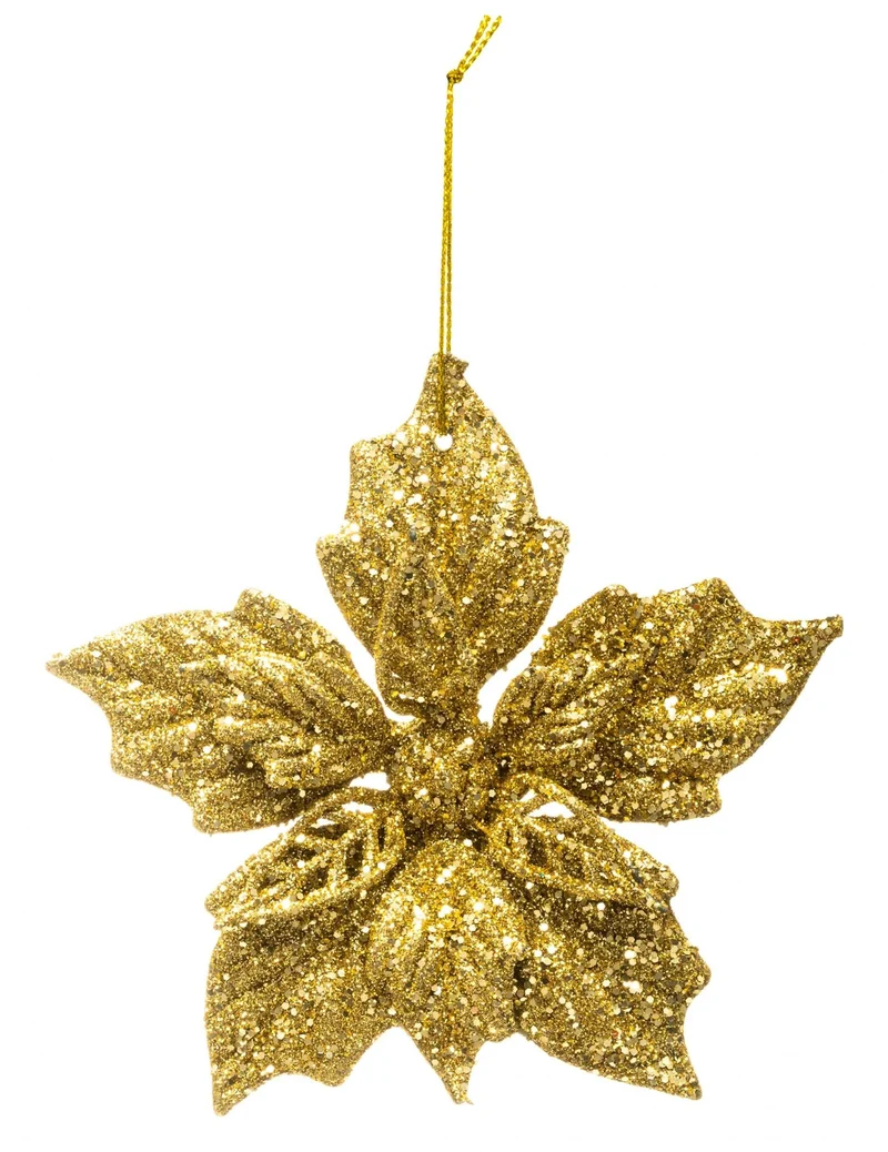 Goldglitzer-Weihnachtsstern-Anhänger 12 cm für Weihnachtsbaum