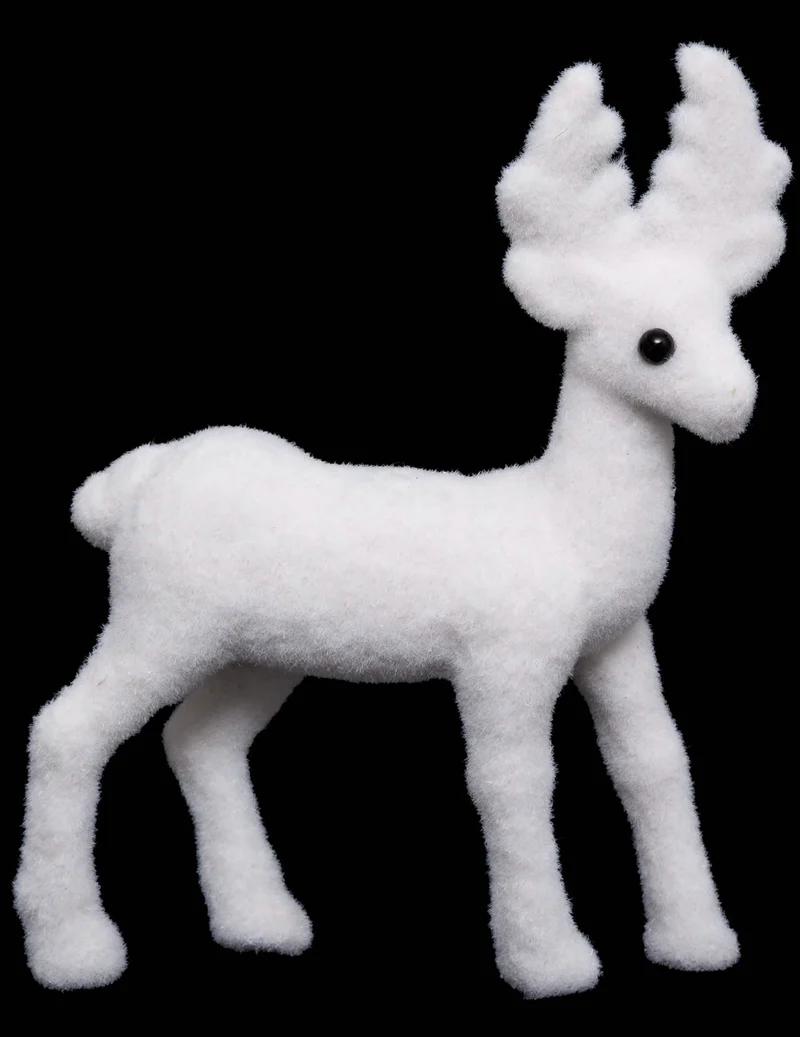Weiße Rentier-Dekoration 13 cm für Weihnachten
