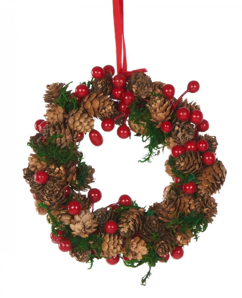 Traditioneller Hängkranz 20 cm rote Beeren