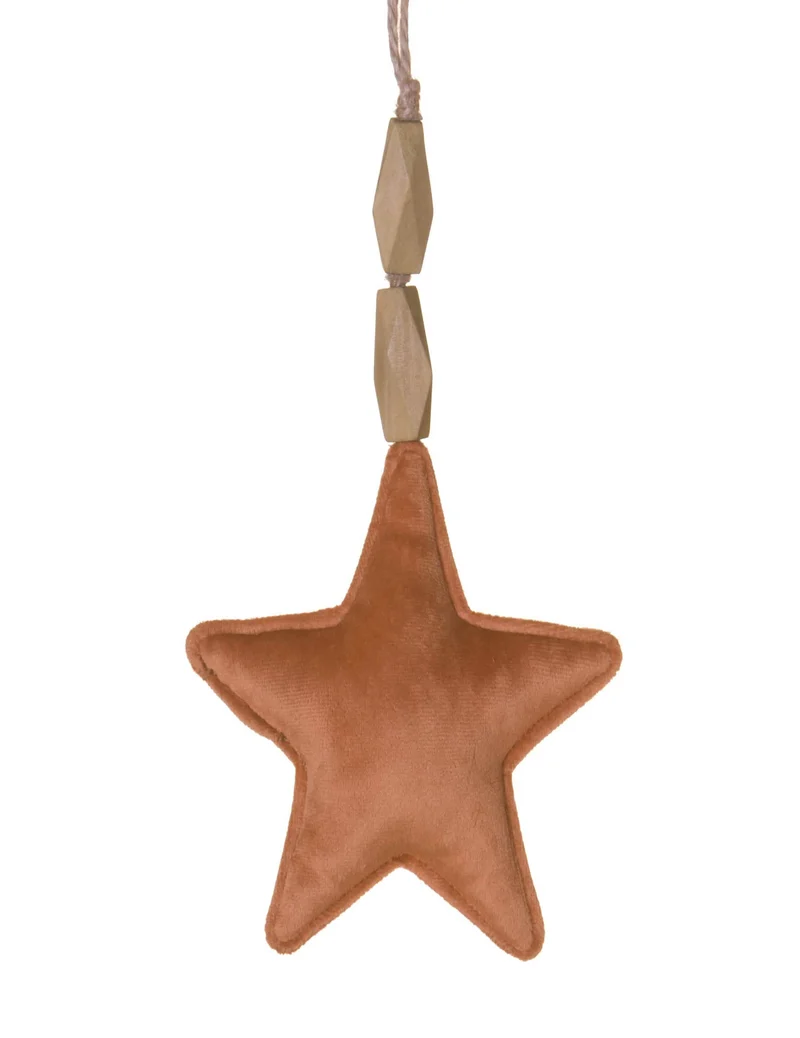 Stern-Samt-Hänger in Terrakotta, 15 cm mit Kordel