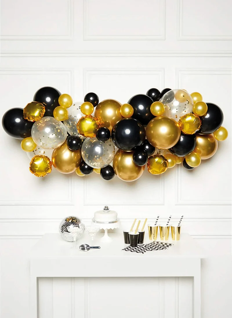 Kit Ballonbogen mit 66 Schwarz-Goldenen Ballons, schicke Geburtstagsdekoration