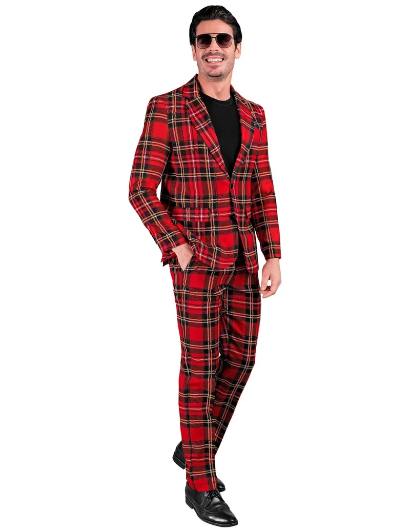 Schottisches Tartan Print Übergrößen Kostüm für Erwachsene