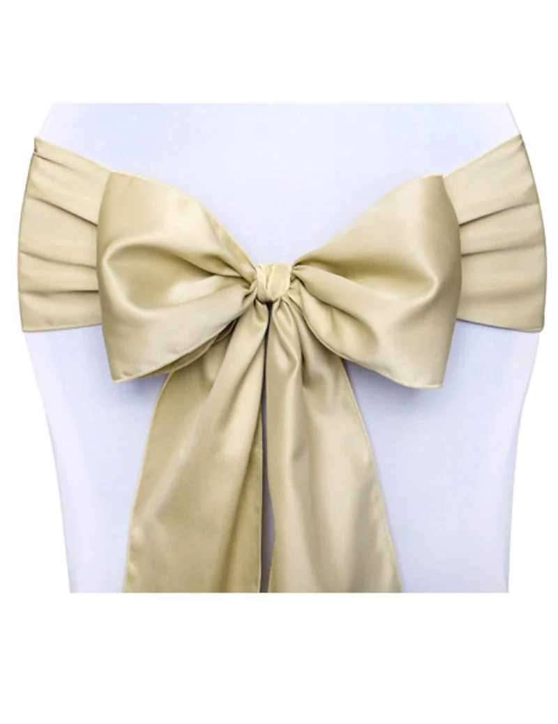 10 goldene Satinstuhlschleifen 2,75 m x 15 cm für Hochzeiten