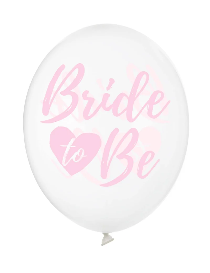 6 transparente Ballons "Bride to be" Rosa 30 cm Junggesellinnenabschied Deko