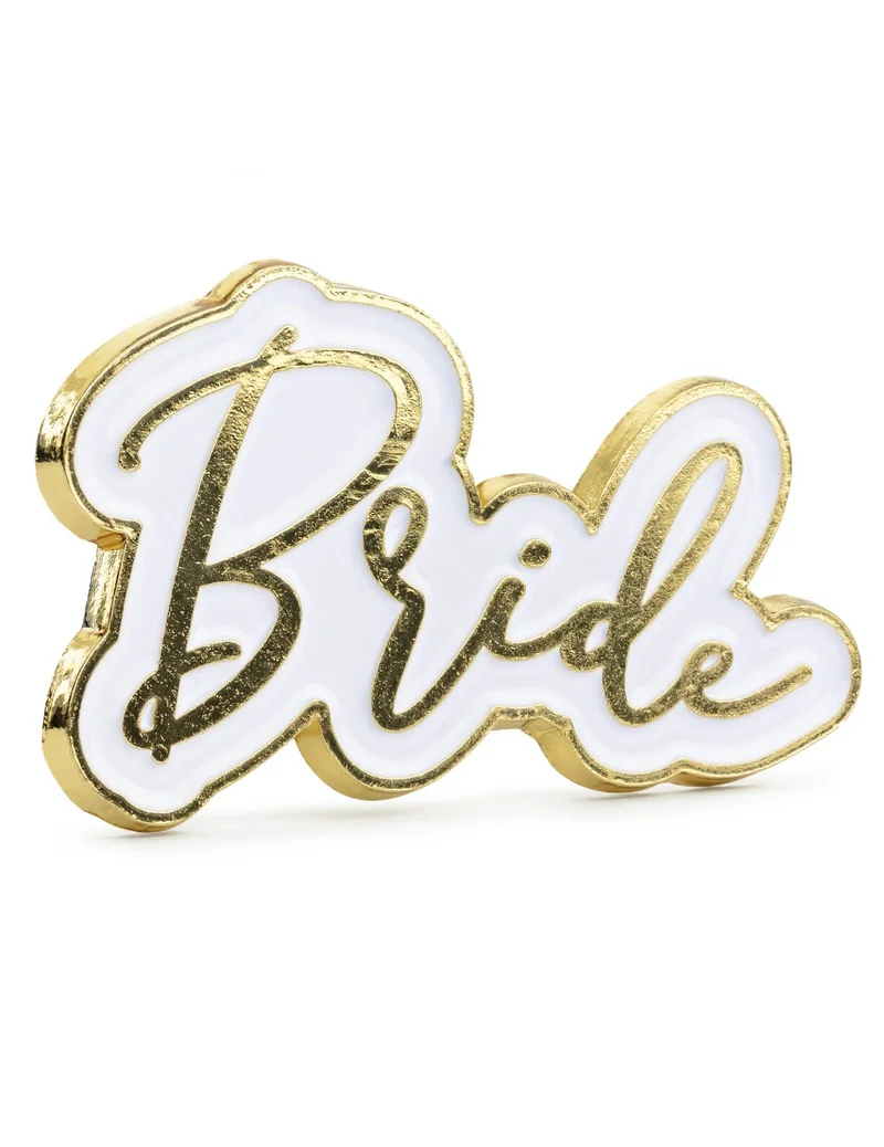 Pin's Braut weiß und goldfarben aus Metall für JGA