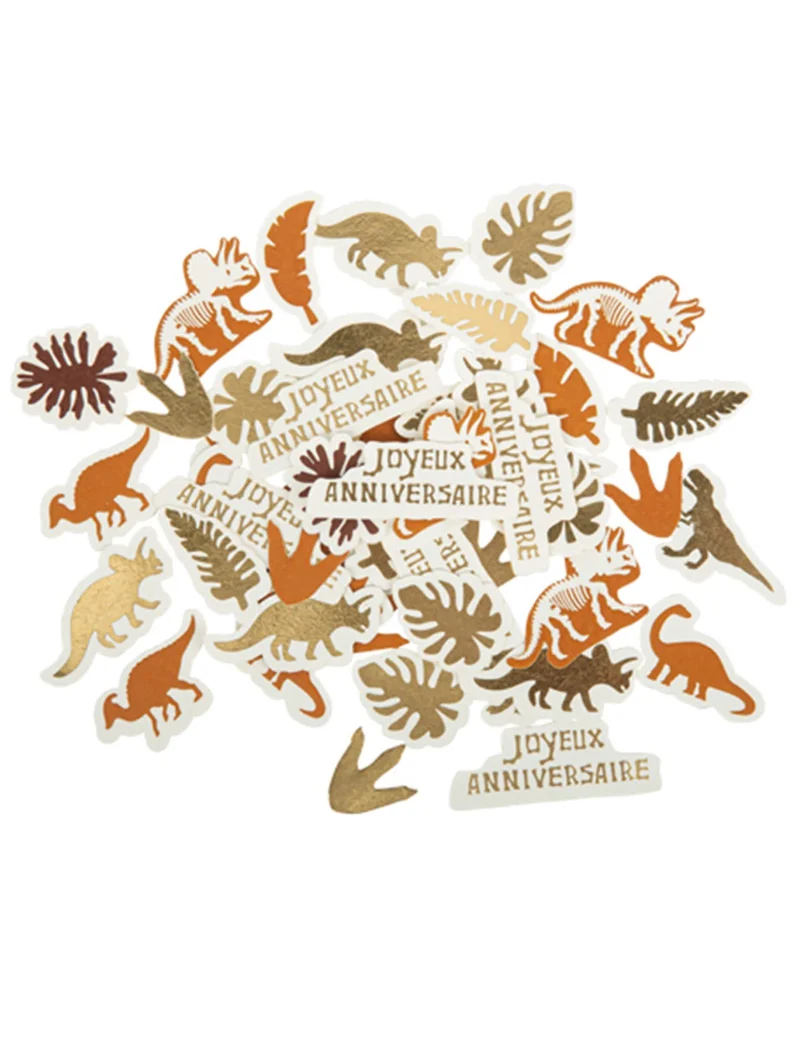100 Dinosaurier-Konfetti "Alles Gute zum Geburtstag" 2 bis 5,5 cm