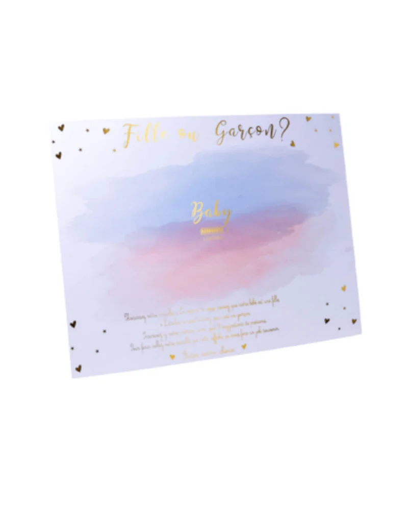 Jungen- oder Mädchen-Spieltafel mit rosa und blauen Stickern 56 x 43 cm für Gender-Reveal-Party