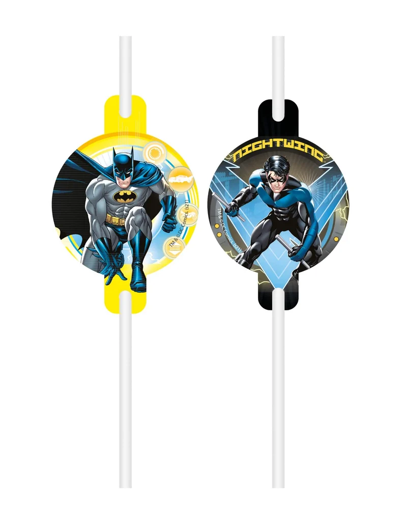 Batman™ Medaillon Strohhalme 4 Stück bunt