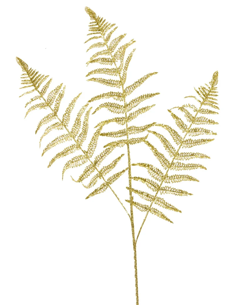 Goldener Glitzer-Farnstiel 77 cm für Weihnachten