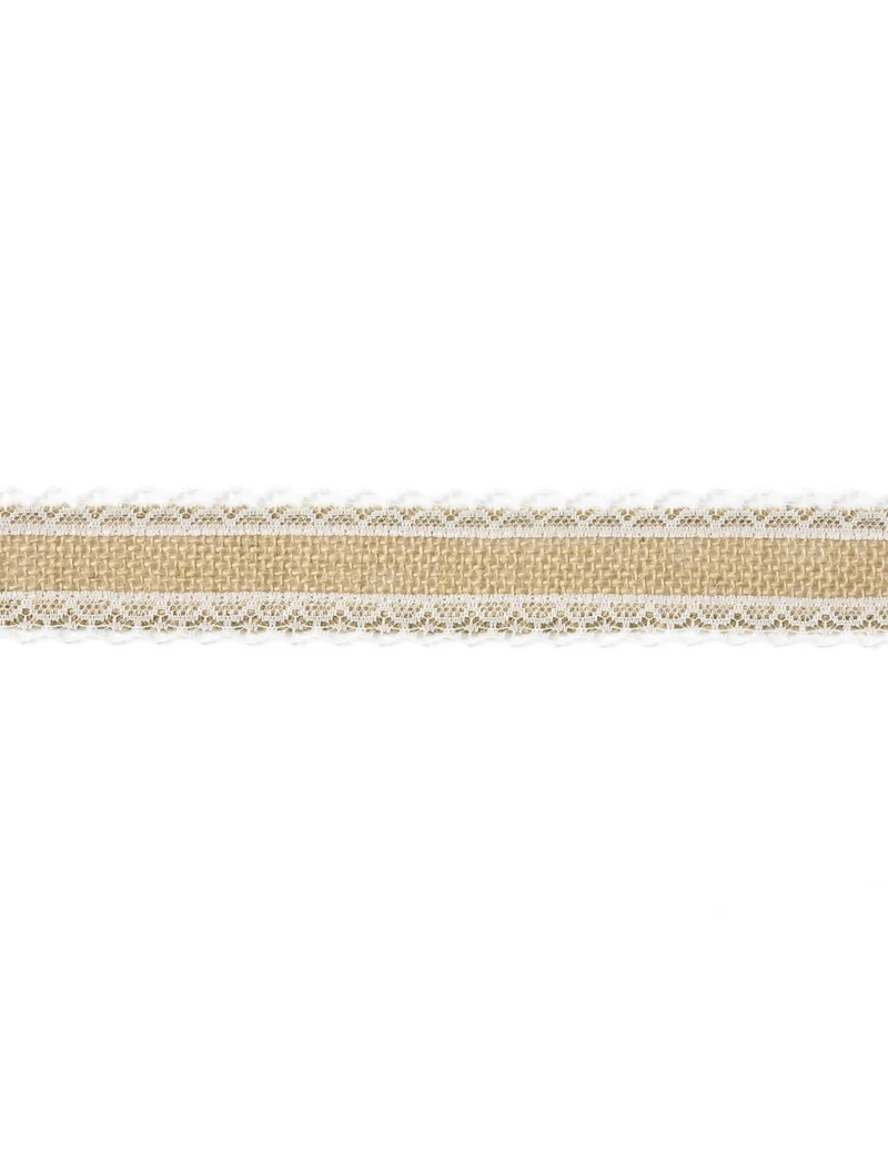 Juteband Natur mit Spitzenrand 4 cm x 5 m für rustikale Hochzeit