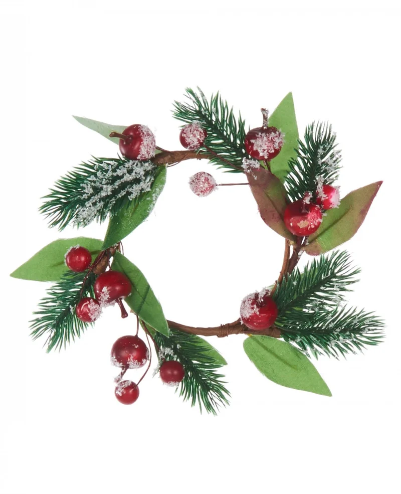Weihnachtskranz Tanne und beschneite Beeren 18 cm Tischdekoration