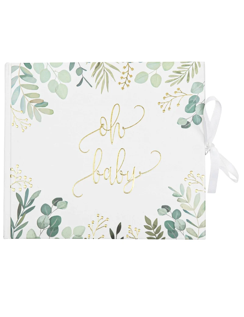 Gästebuch Oh Baby Eukalyptus Metall und Gold 22 x 19 cm, 68 Seiten
