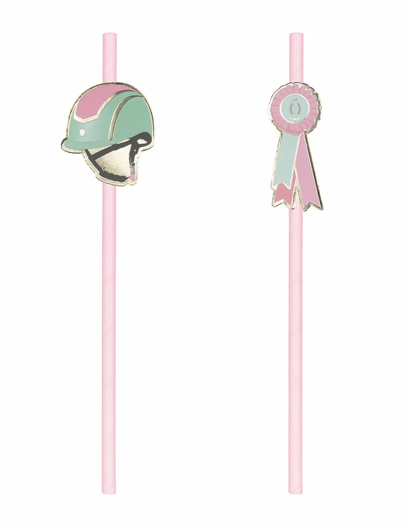 10 rosa Pferde-Pappstrohhalme 20 cm Reiten