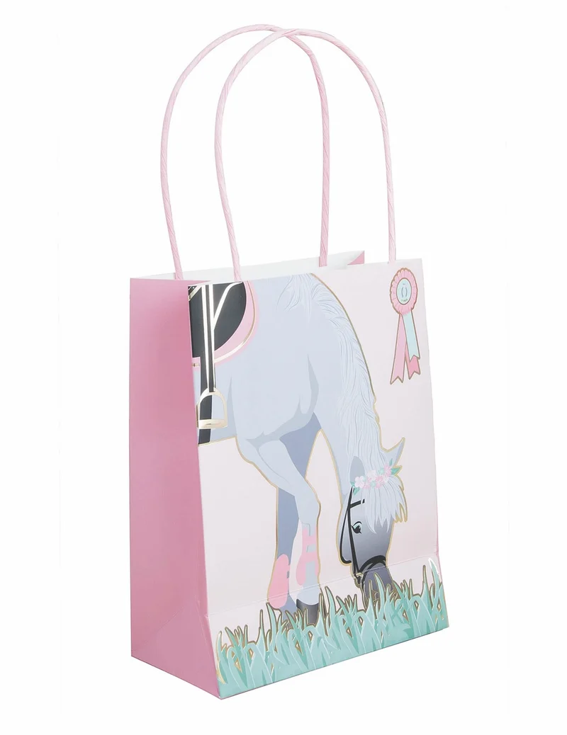 4 Geschenktüten aus Papier Pferd 20 cm mit Henkeln
