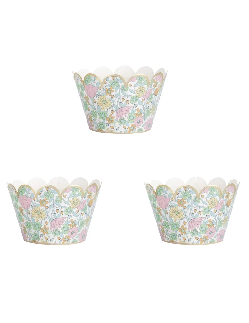 6 Shabby Chic Cupcake-Förmchen-Hüllen mit Liberty-Blumen