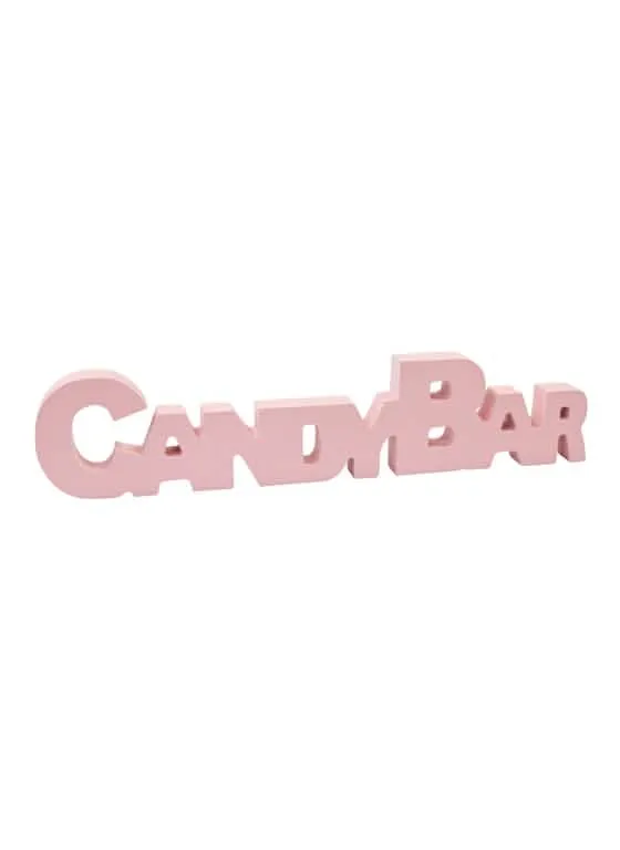 Tischdeko aus Holz "Candy Bar" rosa 27 cm für Buffet