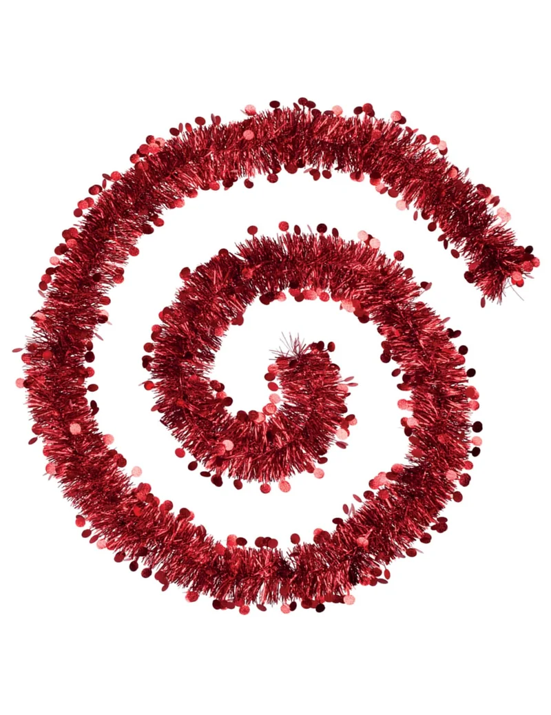 Rote Lametta-Girlande für Weihnachtsbaum, 2 m glänzend